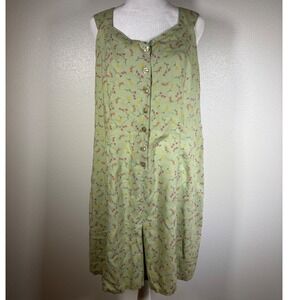 Cottagecore Fairycore Vintage Floral Boho Romper Sage XL Lace Up Basic Editions
